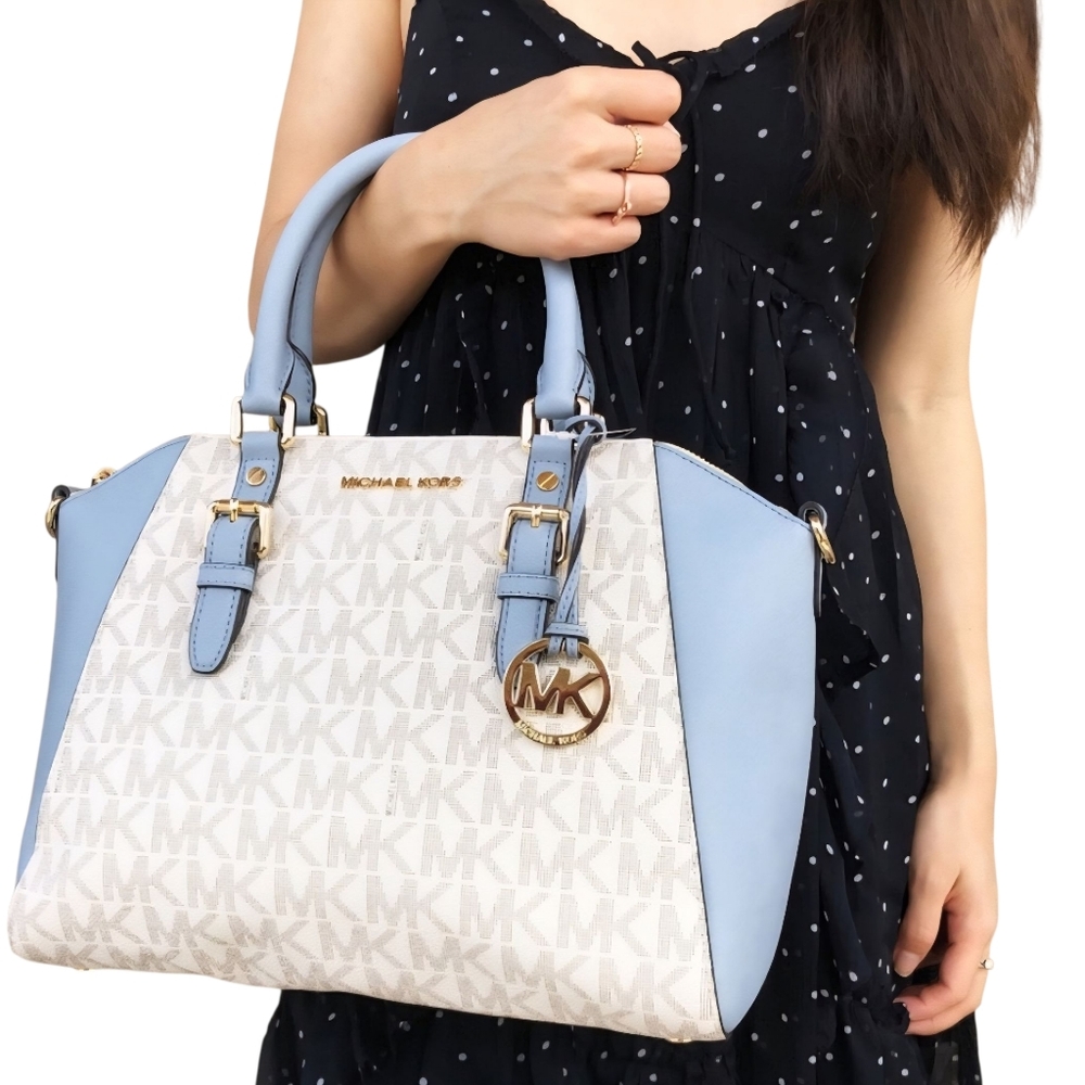 Michael Kors Ciara Large Top Zip Leather Satchel Handbag